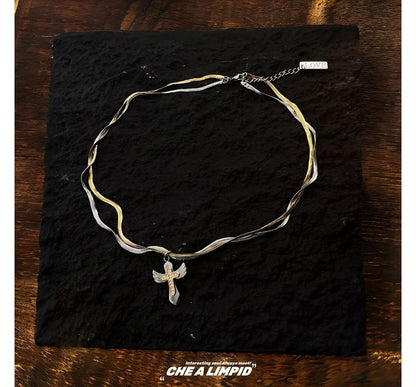 Cross Pendant Alloy Layered Necklace