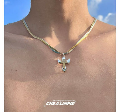 Cross Pendant Alloy Layered Necklace