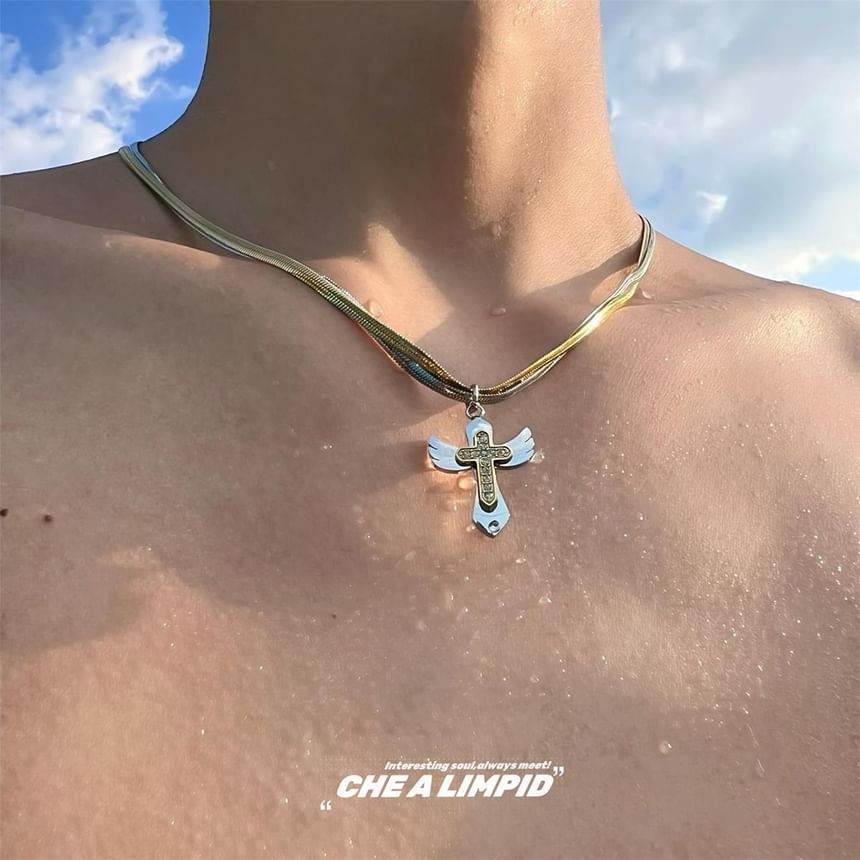 Cross Pendant Alloy Layered Necklace