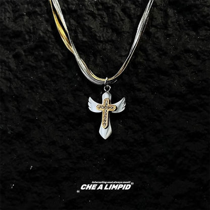 Cross Pendant Alloy Layered Necklace