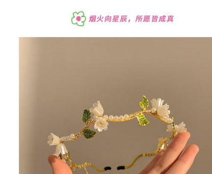 Floral Headband Faux Pearl