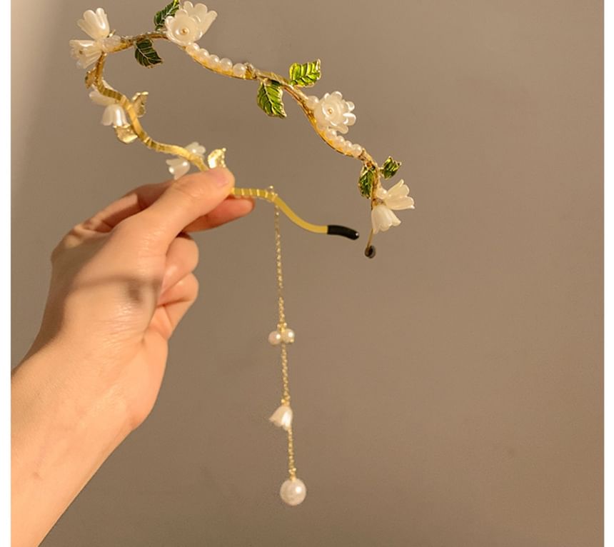 Floral Headband Faux Pearl