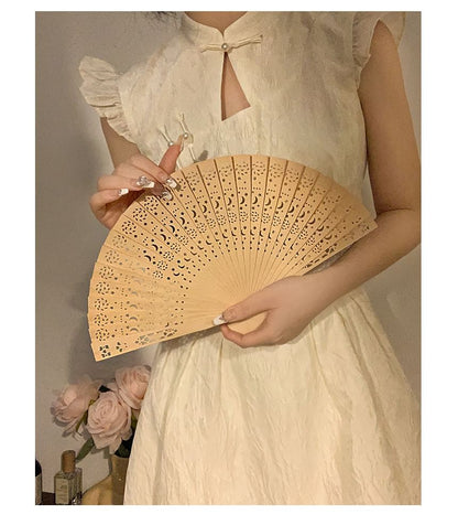 Fan Wooden Hand Cutout Foldable