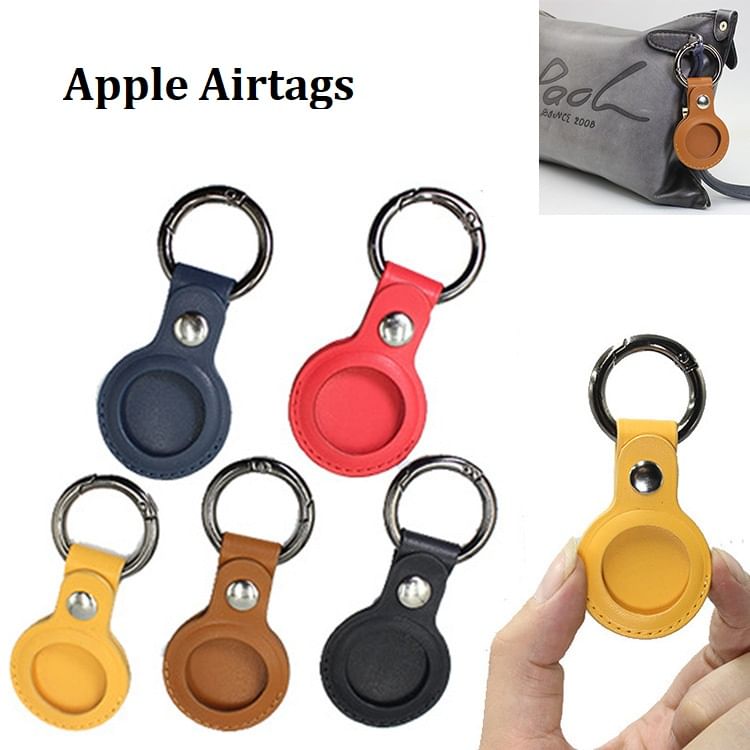 Leather Holder AirTag Keyring Faux