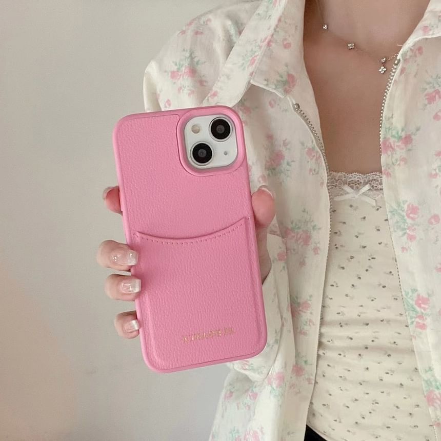 Case Card Faux Lettering Phone Leather Holder