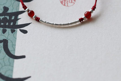 Sterling String Bead Silver Agate Bracelet