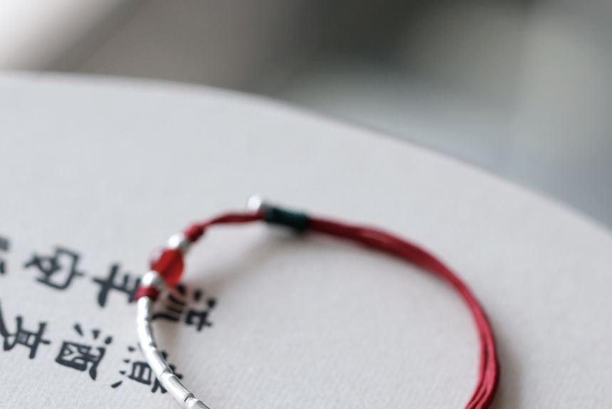 Sterling String Bead Silver Agate Bracelet