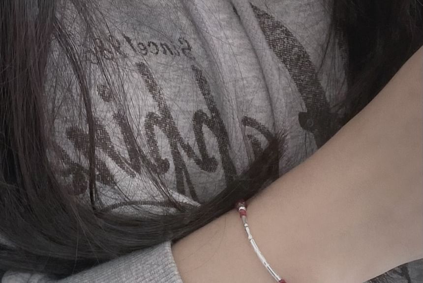 Sterling String Bead Silver Agate Bracelet