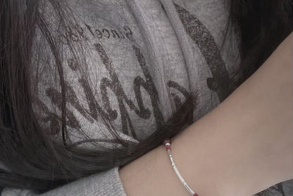 Sterling String Bead Silver Agate Bracelet