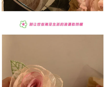 Mesh Pearl Hair Scrunchie Clip Rose (Various Tie Faux / Designs)