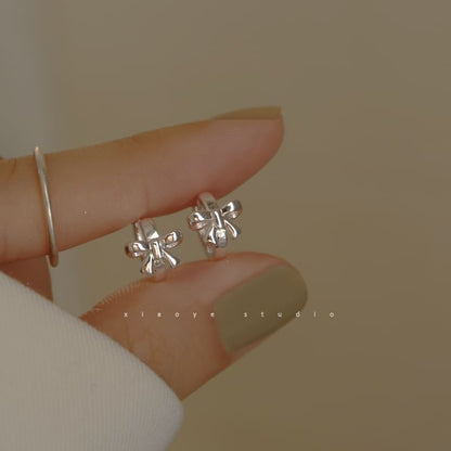 Bow Earring Sterling Silver Huggie