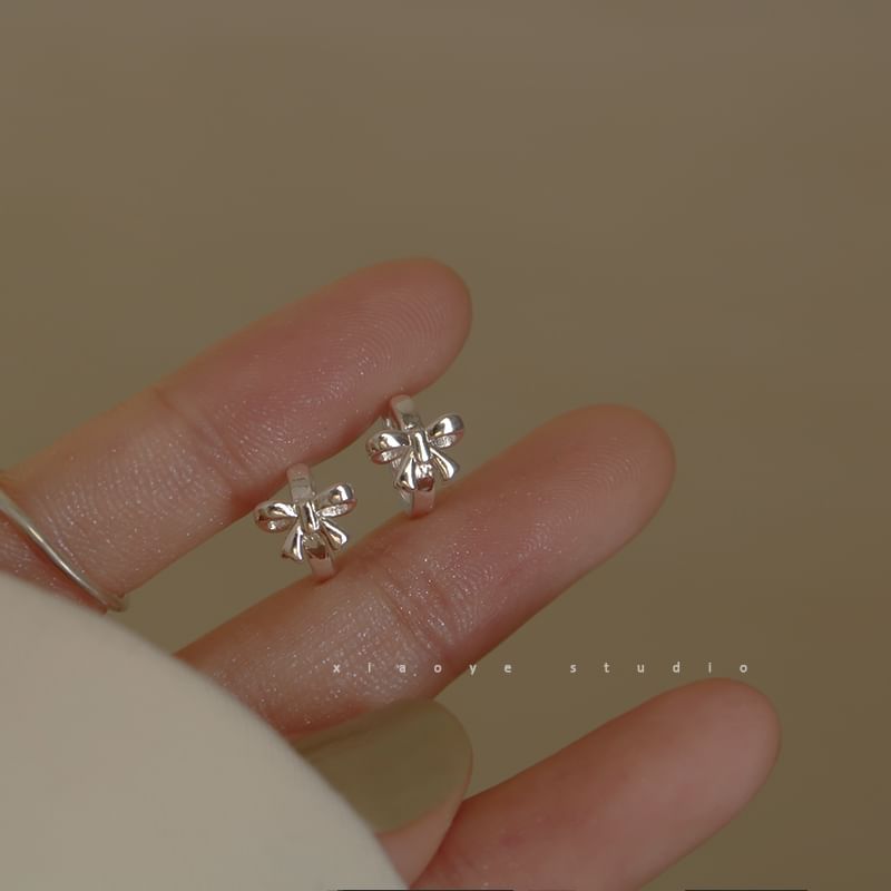 Bow Earring Sterling Silver Huggie