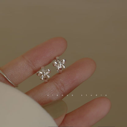 Bow Earring Sterling Silver Huggie