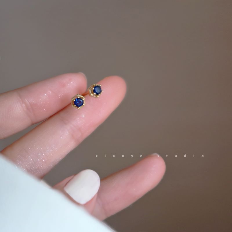 Silver Sterling Rhinestone Stud Earring