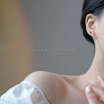 Silver Sterling Rhinestone Stud Earring