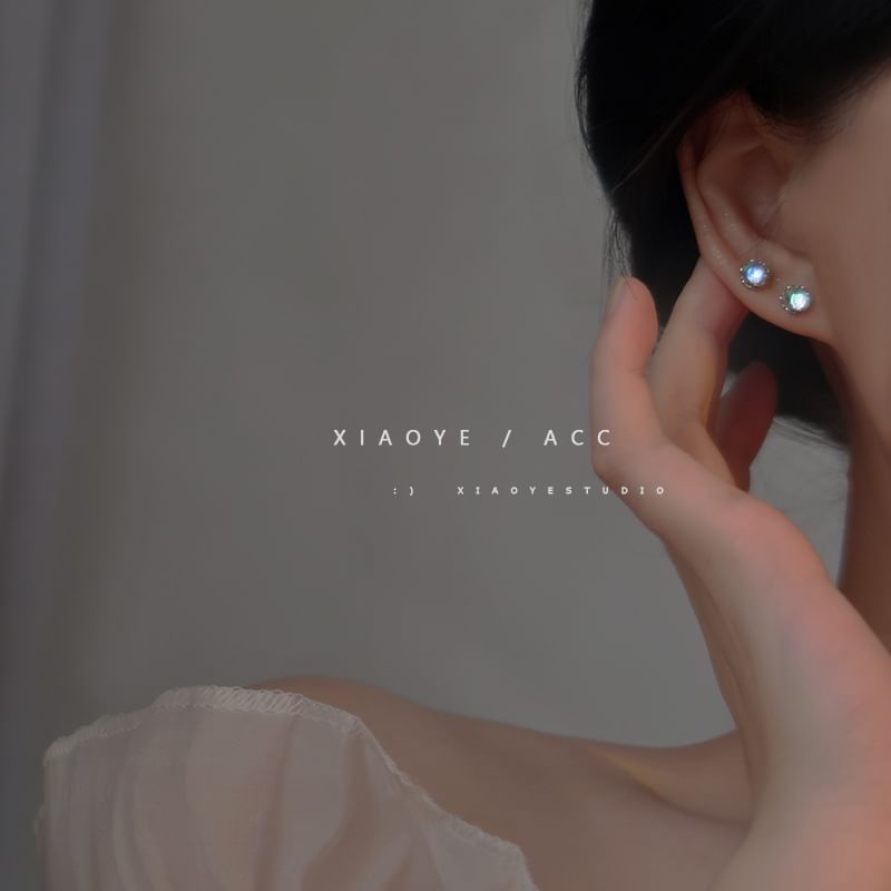 Stud Silver Earring Faux Gemstone Sterling