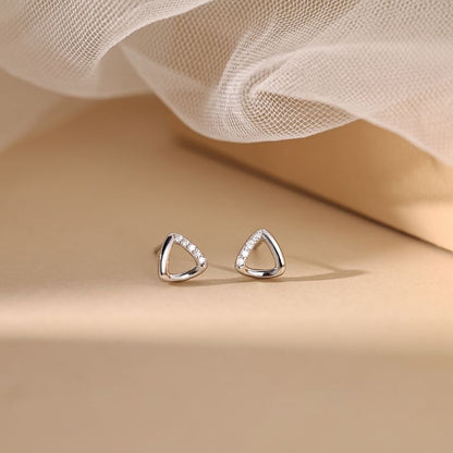 Geometric (Various Earring Sterling Designs) Rhinestone Silver Stud