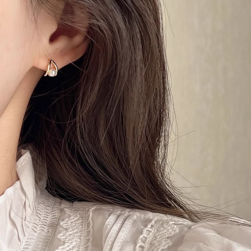 Sterling Faux Earring Pearl Silver Stud