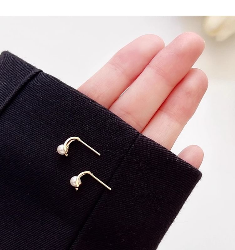 Sterling Faux Earring Pearl Silver Stud