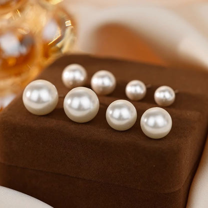 Faux Sterling Pearl Silver Stud Earring
