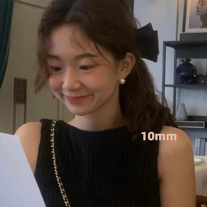 Faux Sterling Pearl Silver Stud Earring