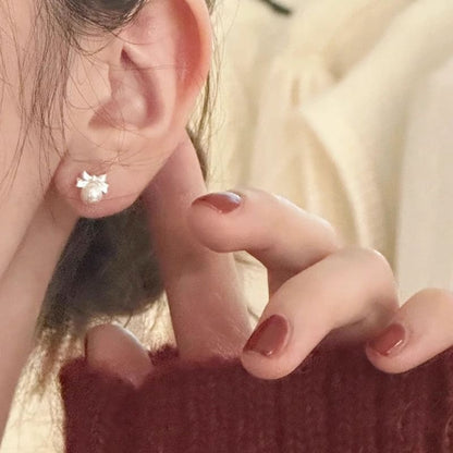 Faux Pearl Bow Earring Barbell Silver Sterling