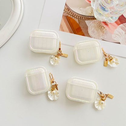 Pro / Skin Case Charm Texture Pearl Shell With White AirPods Stripe Earphone