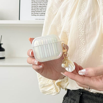 Pro / Skin Case Charm Texture Pearl Shell With White AirPods Stripe Earphone