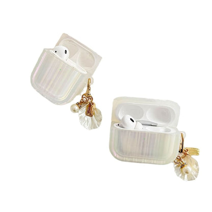 Pro / Skin Case Charm Texture Pearl Shell With White AirPods Stripe Earphone
