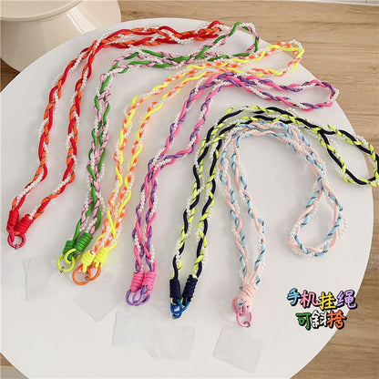 Faux Pearl Phone Pad Lanyard Braided with