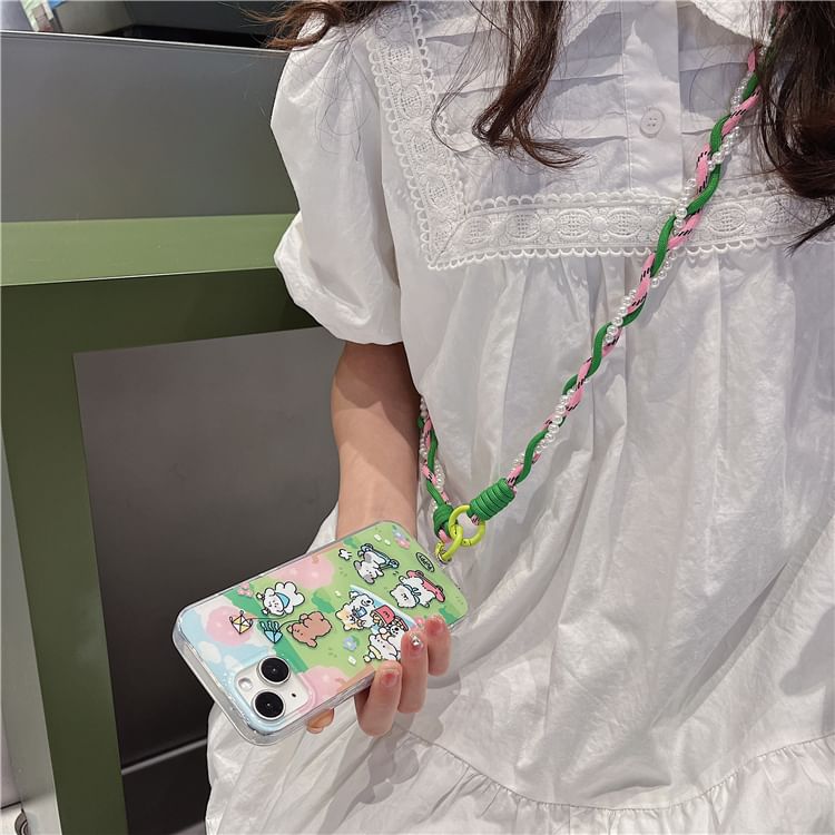 Faux Pearl Phone Pad Lanyard Braided with