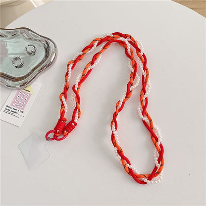 Faux Pearl Phone Pad Lanyard Braided with