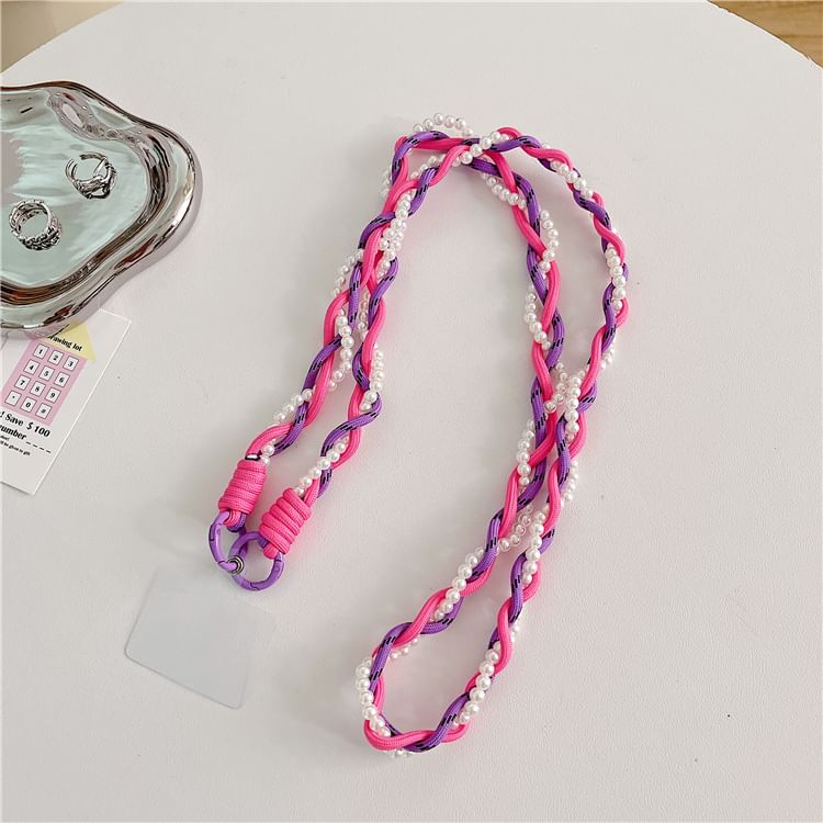 Faux Pearl Phone Pad Lanyard Braided with