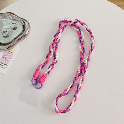 Faux Pearl Phone Pad Lanyard Braided with