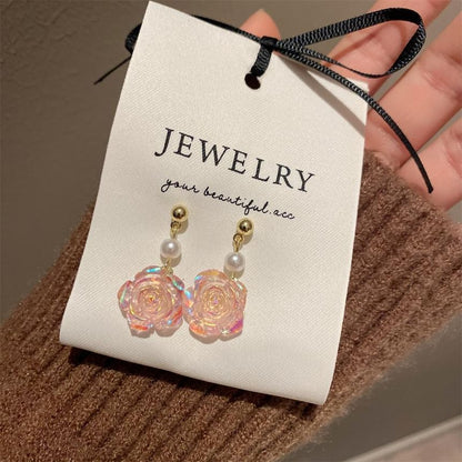 Pearl Alloy Floral Faux Earring Dangle