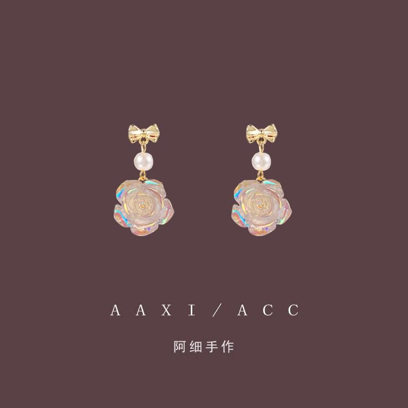 Pearl Alloy Floral Faux Earring Dangle