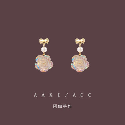 Pearl Alloy Floral Faux Earring Dangle