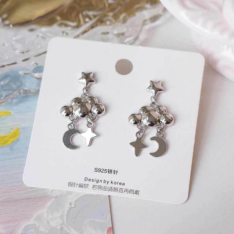 Star Alloy Dangle Earring Cloud Moon