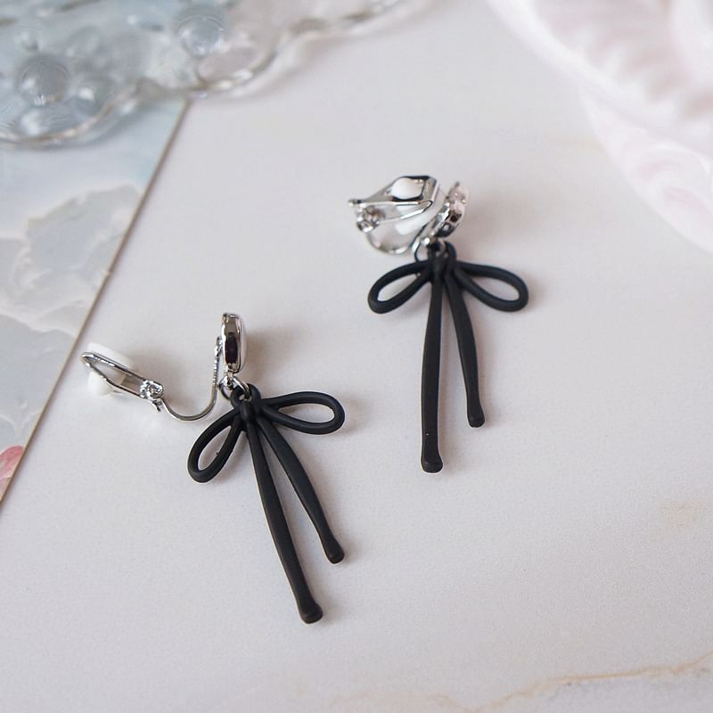 Heart Drop Alloy Earring Bow