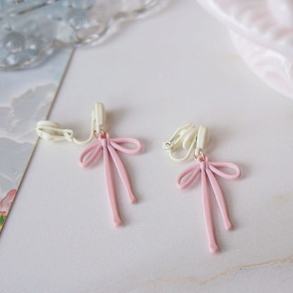 Heart Drop Alloy Earring Bow