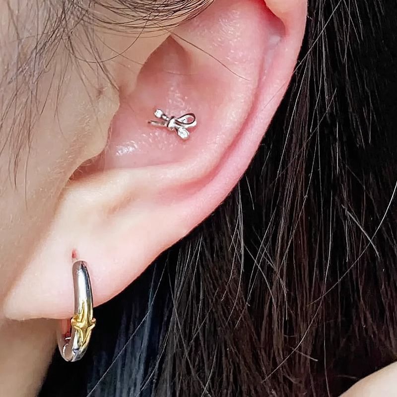 Silver Sterling Huggie Star Earring