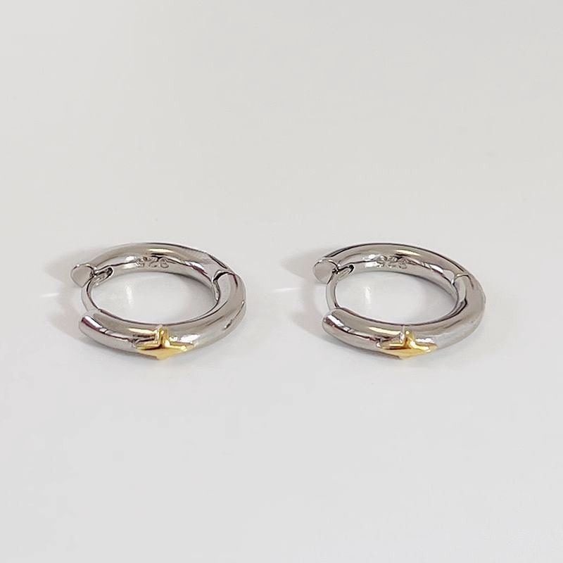 Silver Sterling Huggie Star Earring