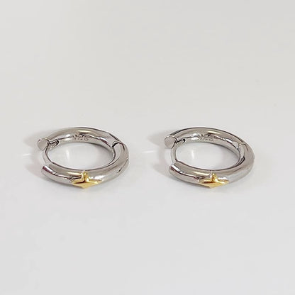 Silver Sterling Huggie Star Earring