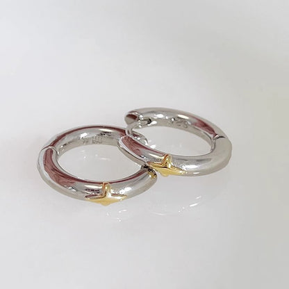 Silver Sterling Huggie Star Earring