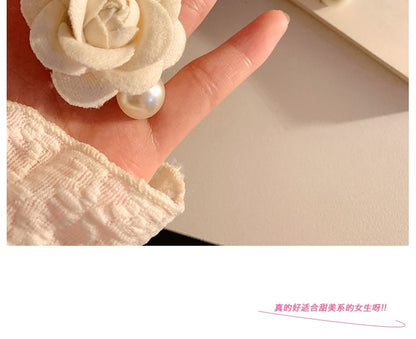 Pearl Faux Clip Fabric Floral Hair