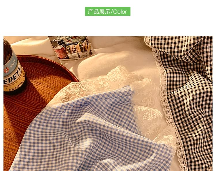 Trim Designs) Head Plaid Lace Triangle Scarf (Various