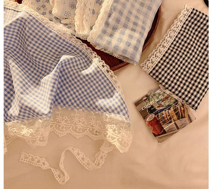 Trim Designs) Head Plaid Lace Triangle Scarf (Various