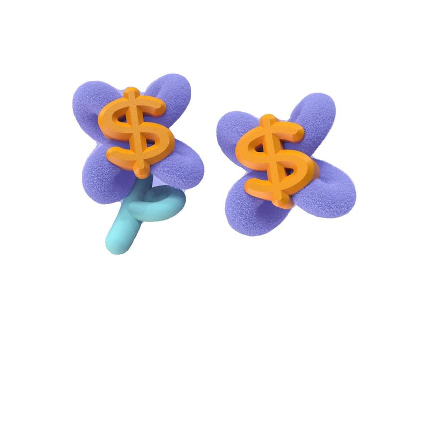 On / Ear Stud Money Sign Clip Earring