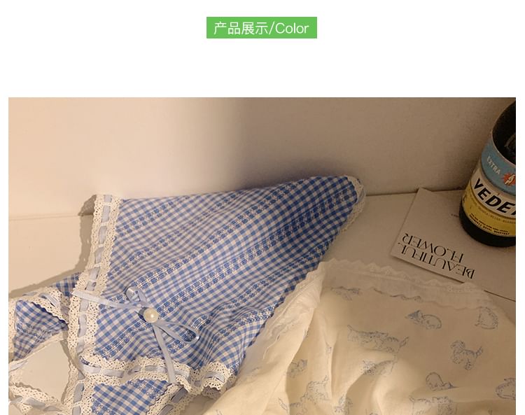 (Various Lace Designs) / Trim Scrunchie Triangle Set Scarf Head