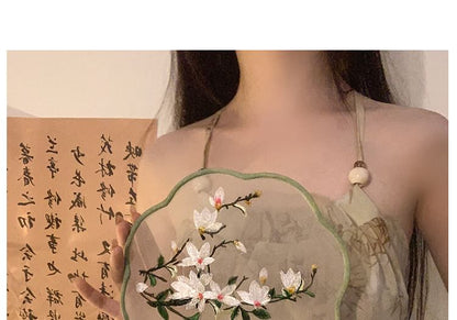 / Print Tassel Hand Embroidered Fan